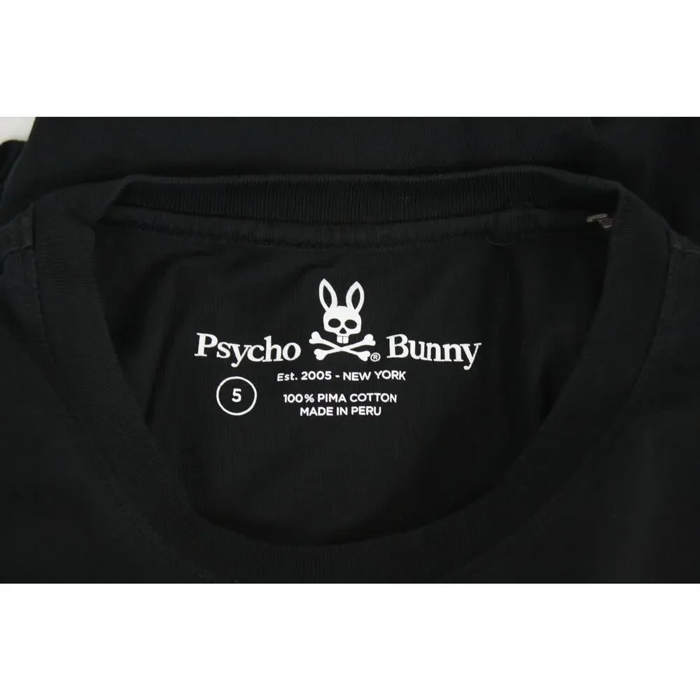 Psycho Bunny Tonal Logo T Shirt Men’s M Size 5 Black Pima Cotton